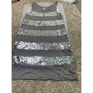 Juicy Couture Tunic Dress size Medium Gray Jersey Knit Wool Sequins Cocktail